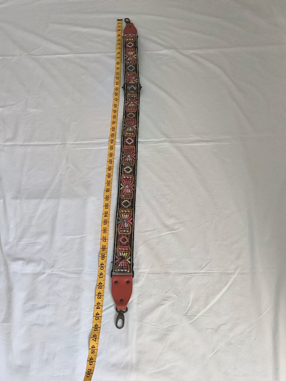 Mariasvalley Leather & Embroidered Fabric, Sequin Floral Crossbody Purse Strap